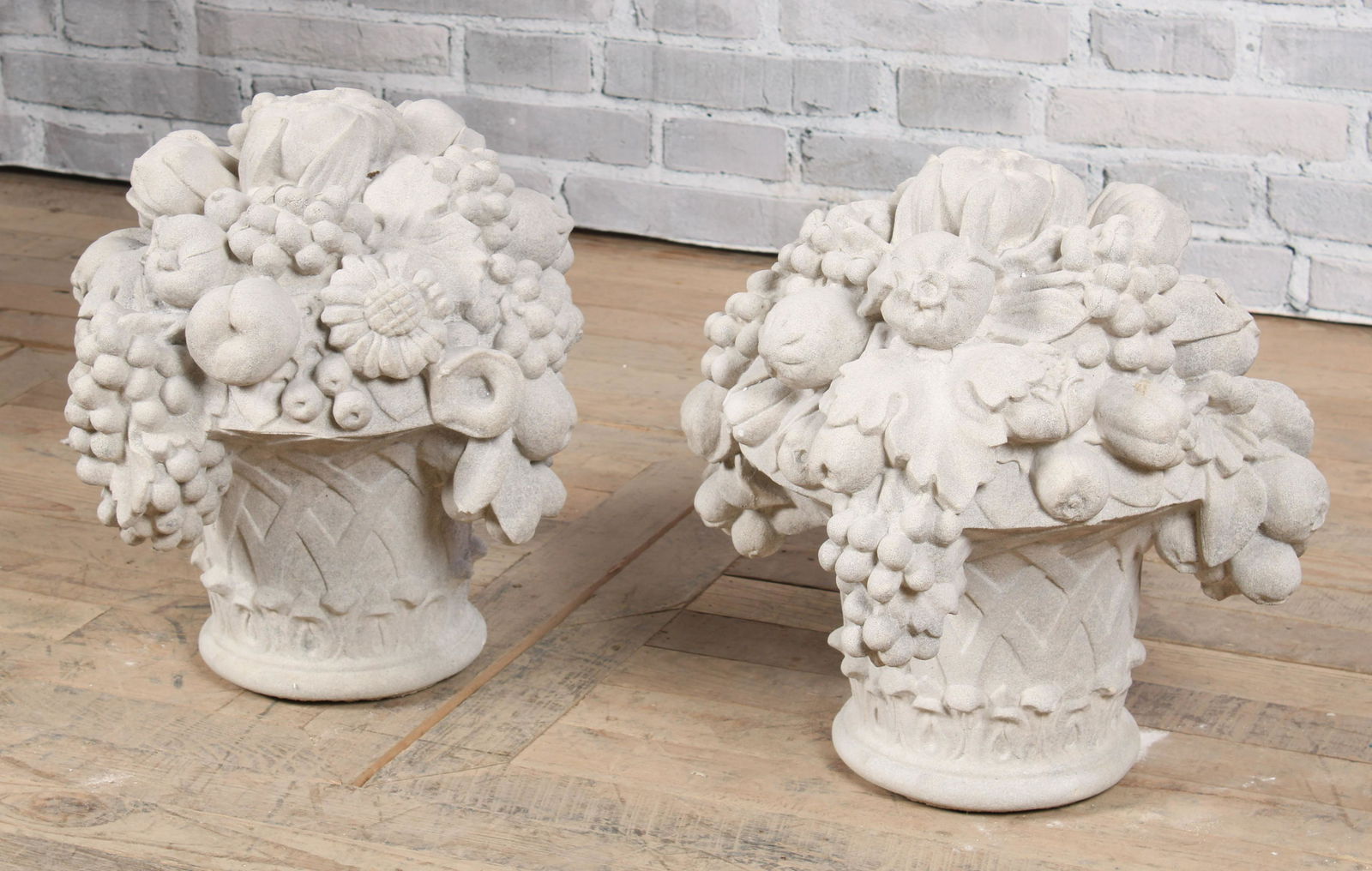 Pair Cast Stone Compote Bouquets (1 of 6)