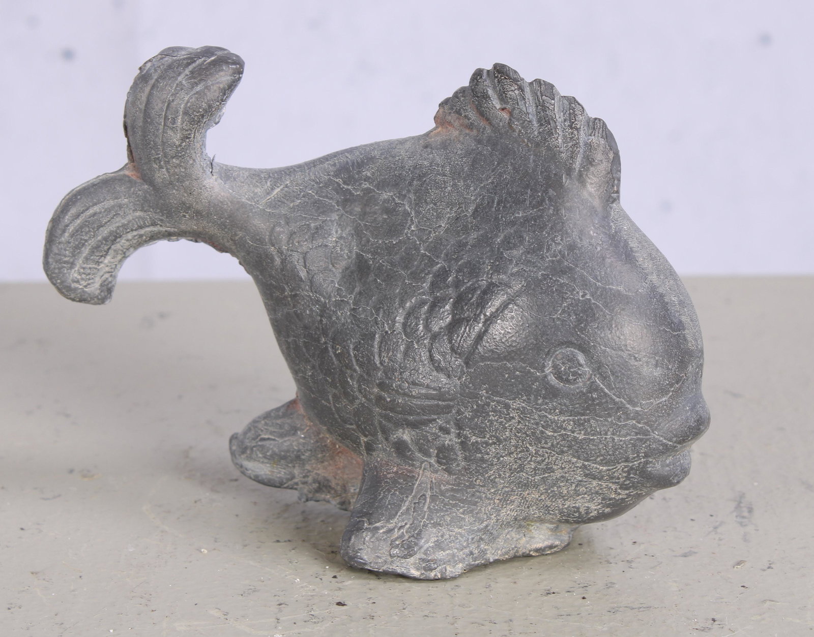 English Lead Fish, Garden Decor: English Lead Fish, Garden Decor. Measured: H 4" x W 3" x D 6"