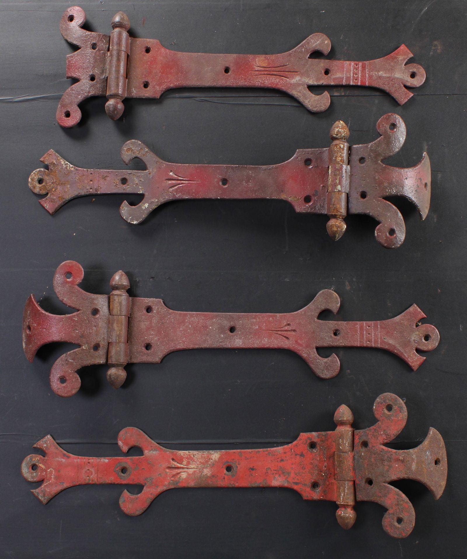 Set of 4 Gothic Style Iron Strap Hinges (1 of 5)