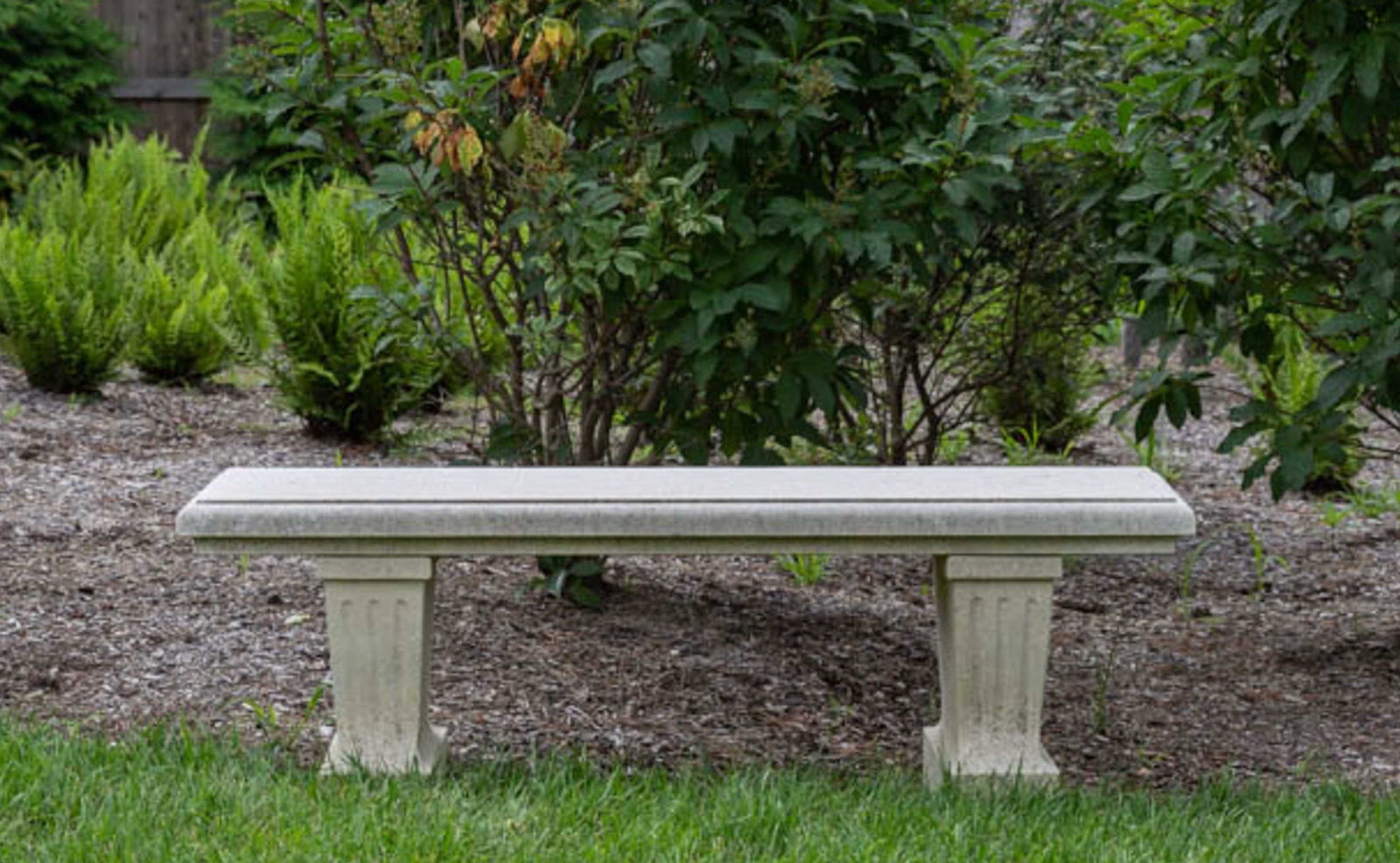 Carved Limestone Garden Bench: Carved Limestone Garden Bench. Size: 19" H x 55" W x 16" D