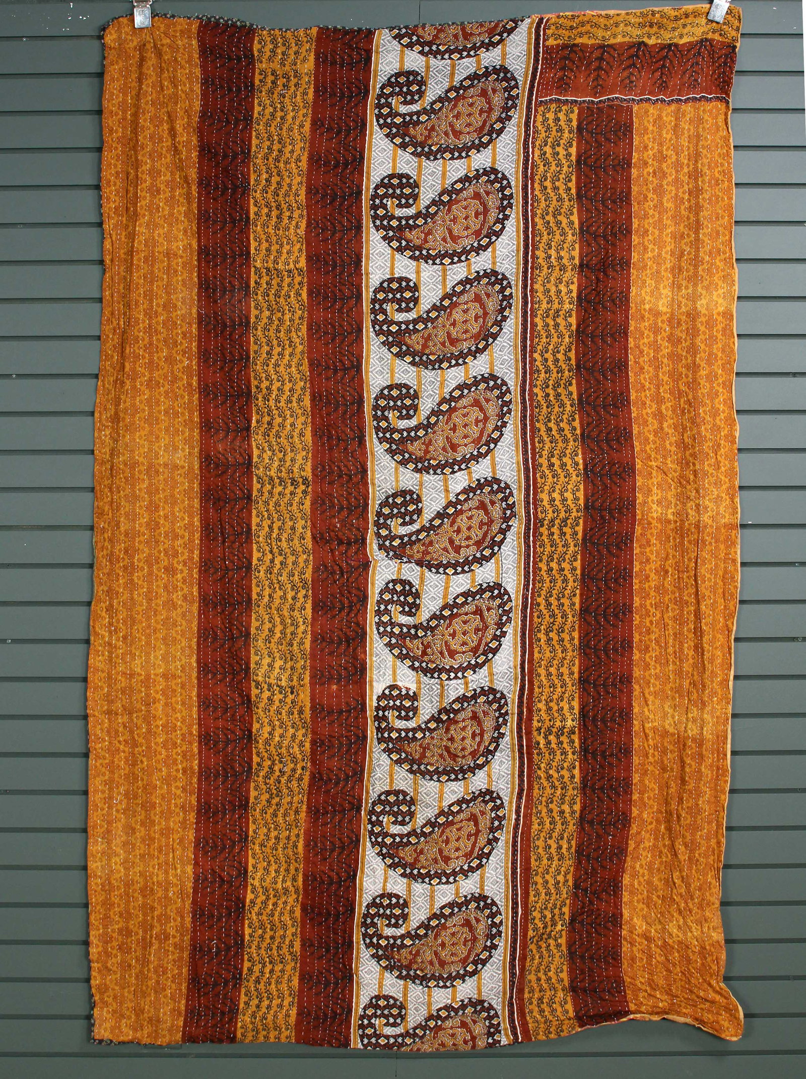 Rajasthani Kantha Quilt, Throw, Blanket Red/Orange: Rajasthani Kantha Quilt Throw, Blanket, Wrap. Made from washed and recycled vintage sarees. Cotton. Size: 54"W x 81"H