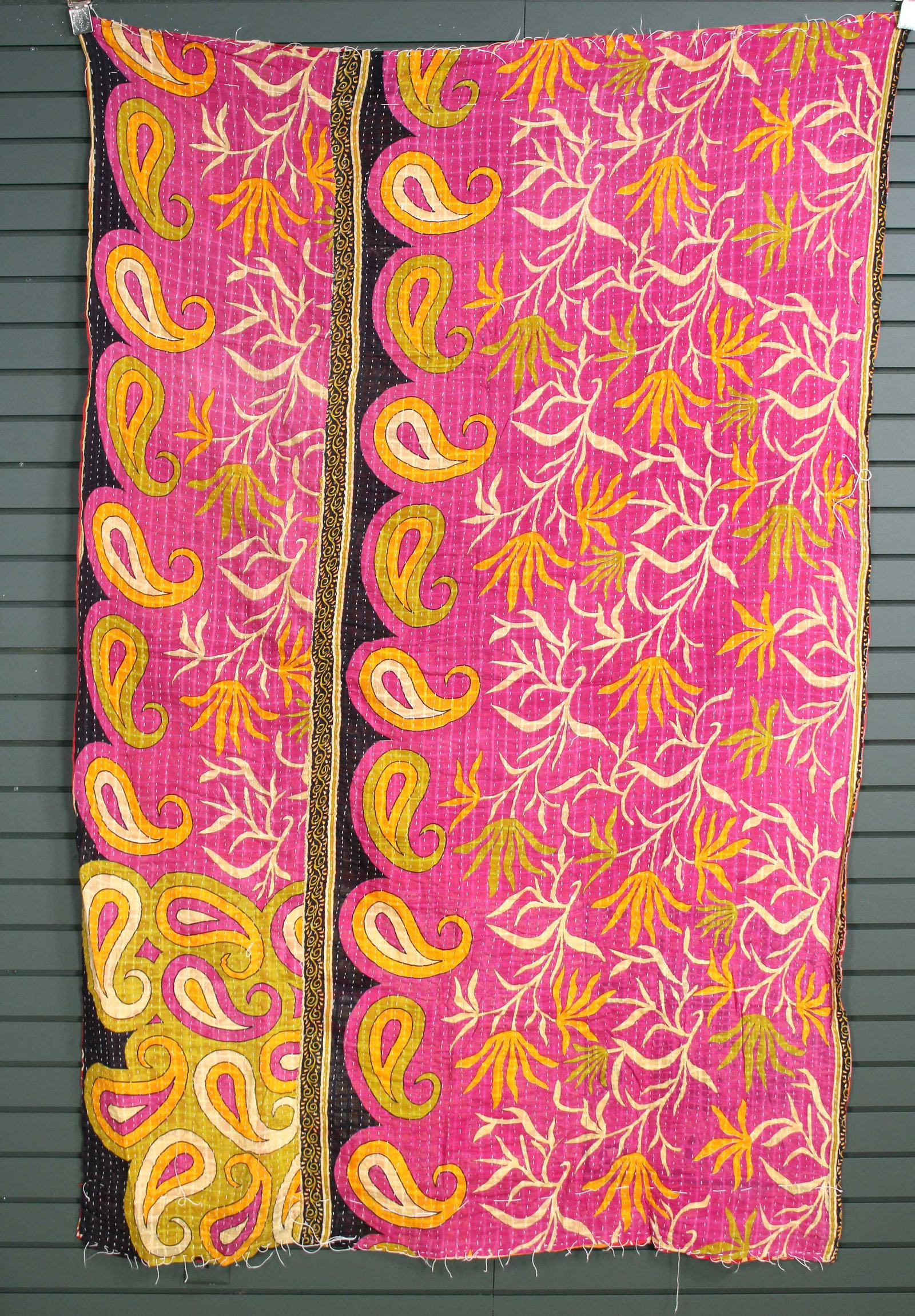 Rajasthani Kantha Quilt, Throw, Blanket Pink: Rajasthani Kantha Quilt Throw, Blanket, Wrap. Made from washed and recycled vintage sarees. Cotton. Size: 54"W x 81"H