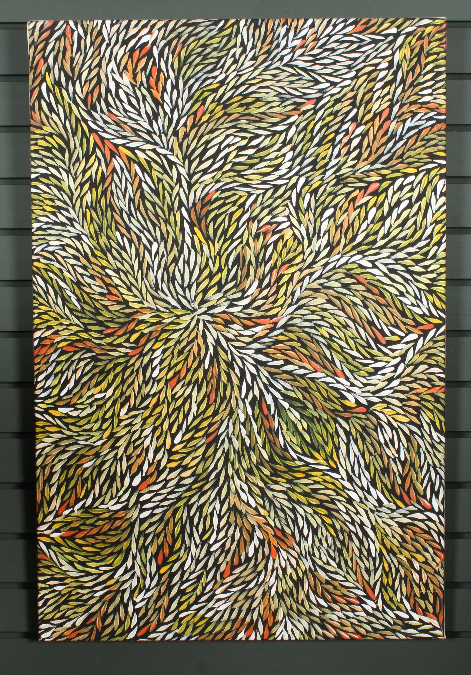 Rosemary Pitjara (Australia) Aboriginal Painting: Rosemary Pitjara (Australia) Aboriginal Painting. Also RoseMary Petyarre. Size: 24" x 36" stretcher