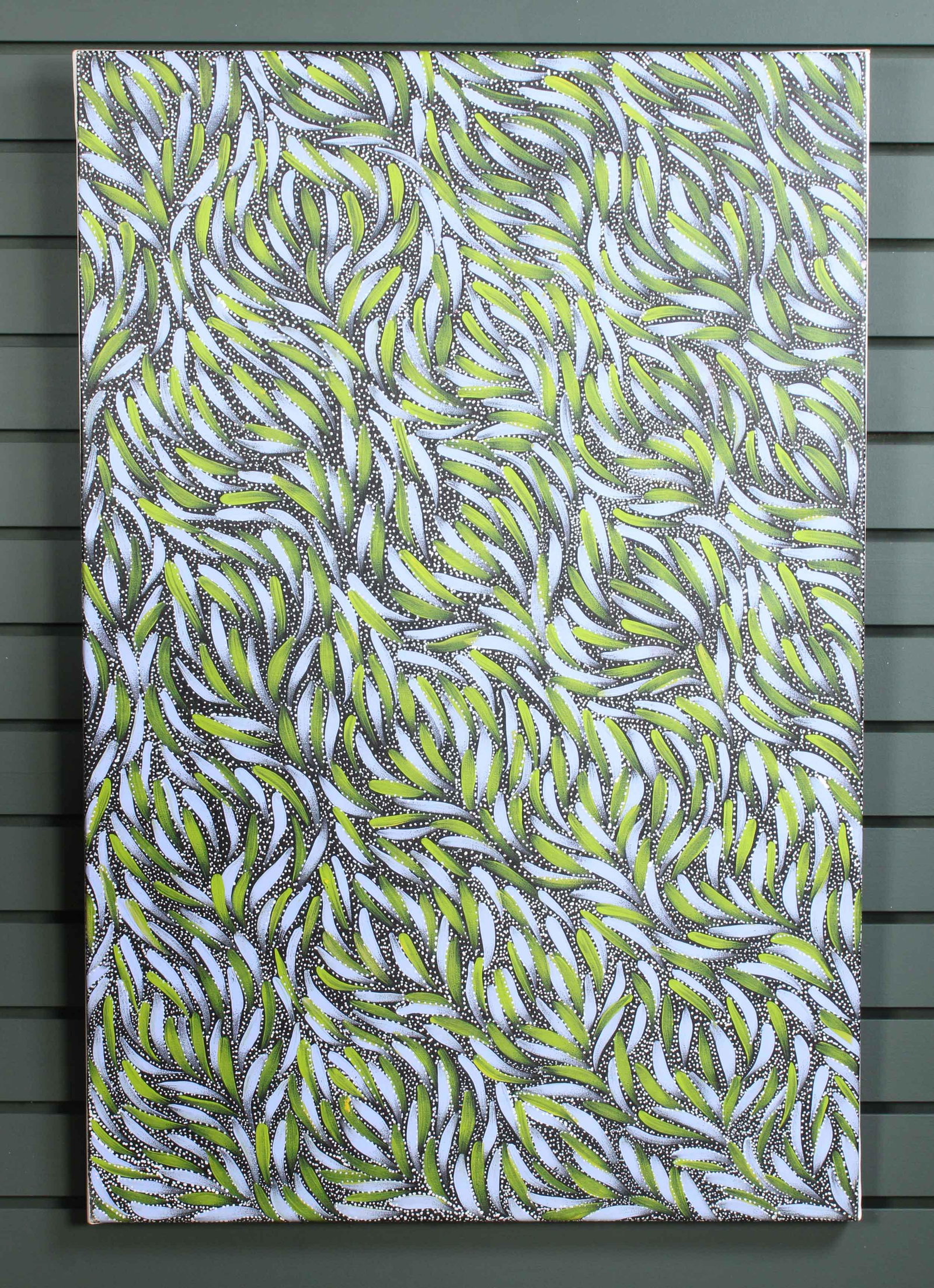 RoseMary Petyarre (b.1965) Aboriginal Painting: Rosemary Pitjara (Australia) Aboriginal Painting. Also RoseMary Petyarre. Size 24" x 36" stretcher