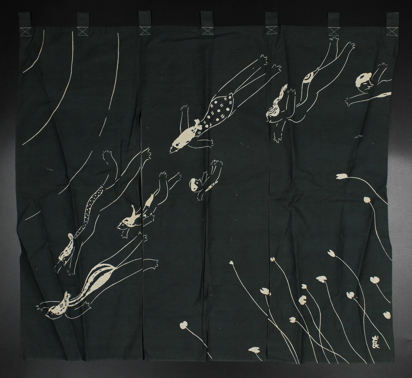 Hanging Swimmers Flag, Japanese Indigo Textile (1 of 4)