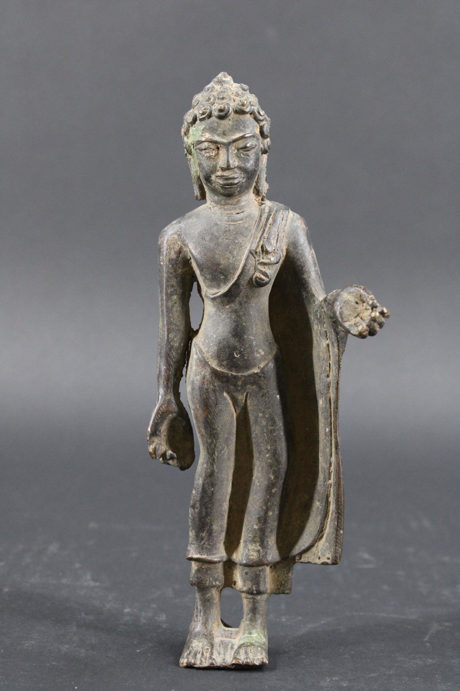 Antique Figural Bronze Bodhisattva: Antique Figural Bronze Bodhisattva. Size: 8"H x 3.5"W x 2"D