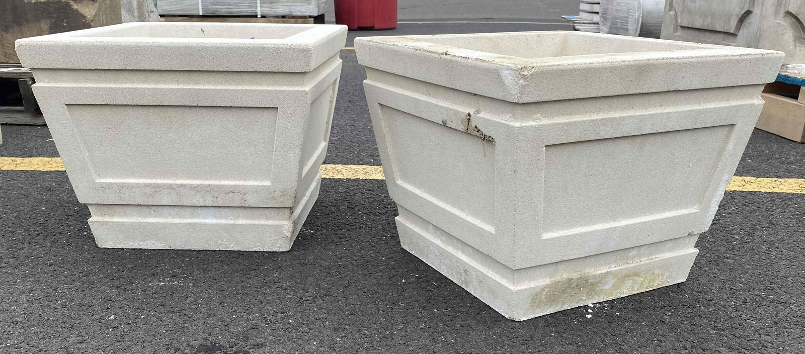 Cast Limestone Square Planter Pair (1 of 4)