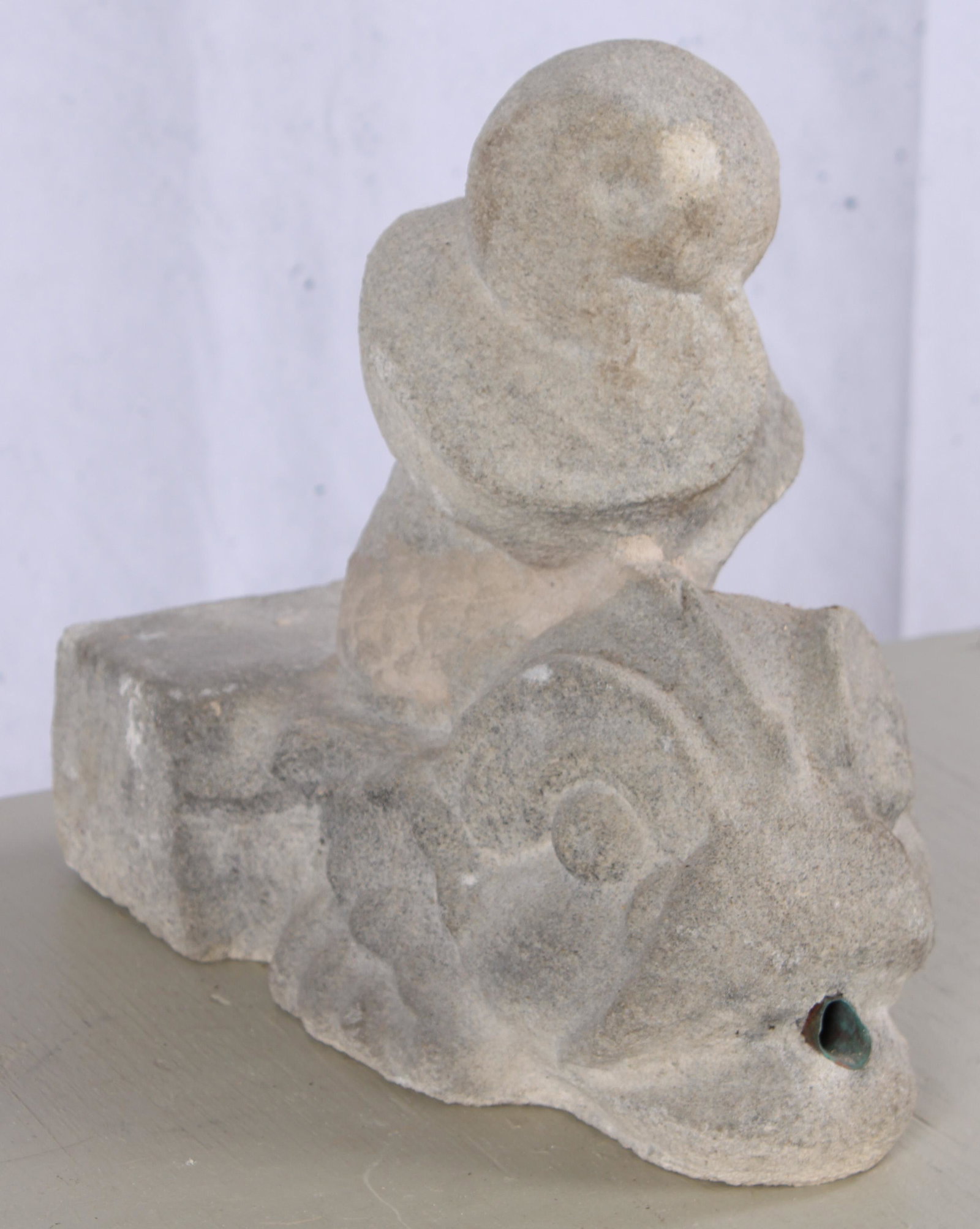 Cast Stone Mythical Dolphin Fountain Spout: Cast Stone Dolphin Fountain Spout. Approx: H 12" x W 8" x D 14"