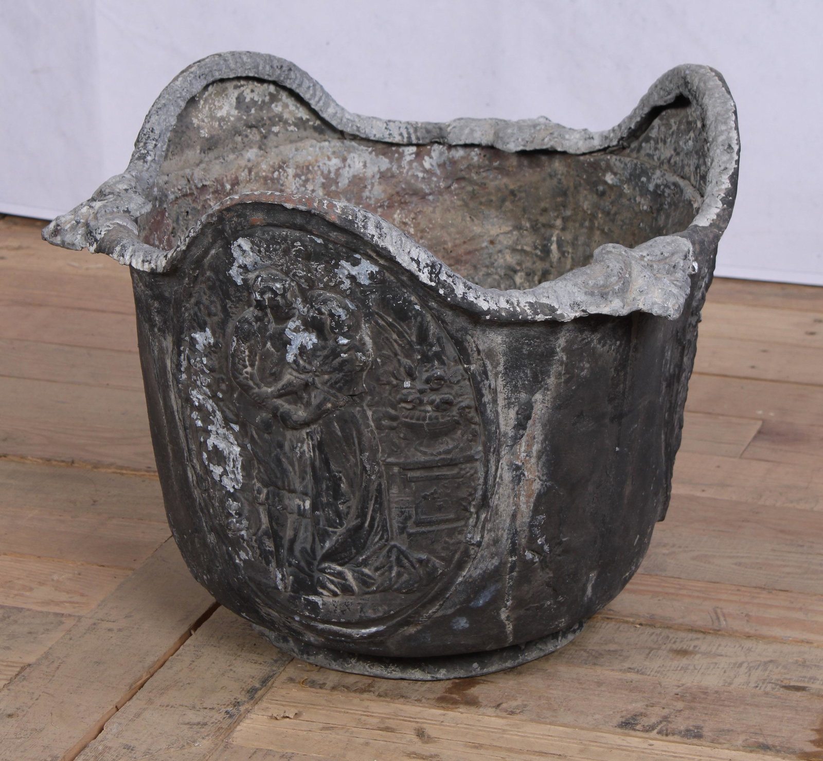 Antique Lead Genre Panel Planter (1 of 8)