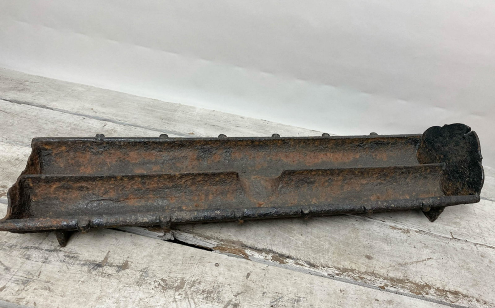Antique Cast Iron Double Line Trough: Antique Cast Iron Double Line Trough. Size: 10" H x 43" W x 13" D