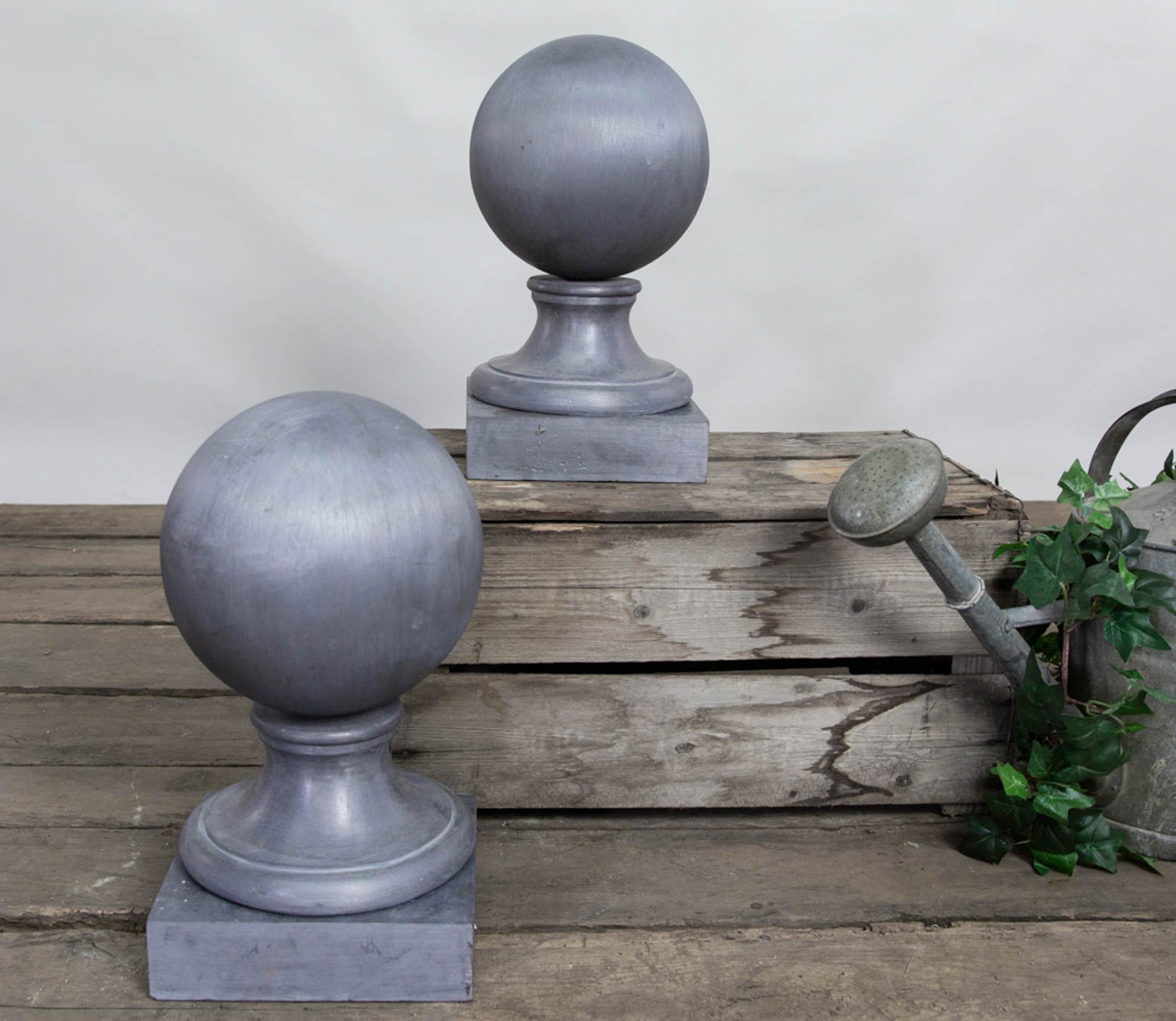Pair English Lead Ball Finials (1 of 3)