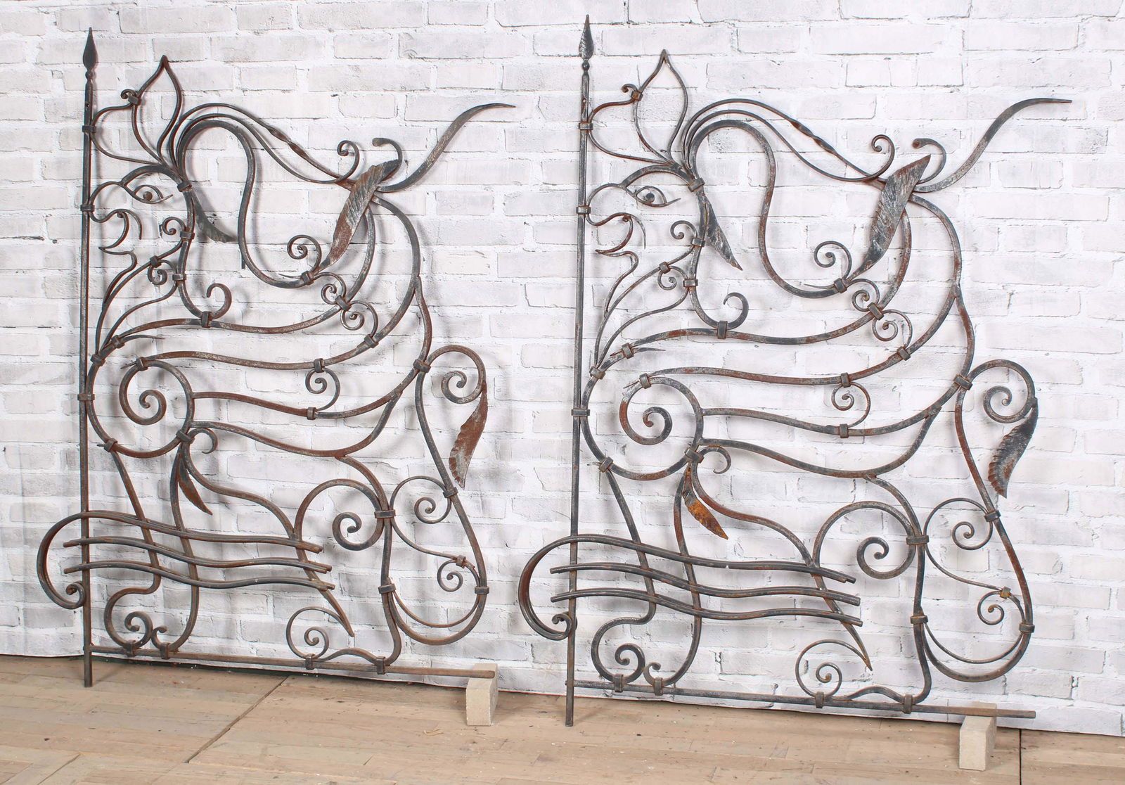 Pair Wrought Iron Gryphon Motif Panels (1 of 5)