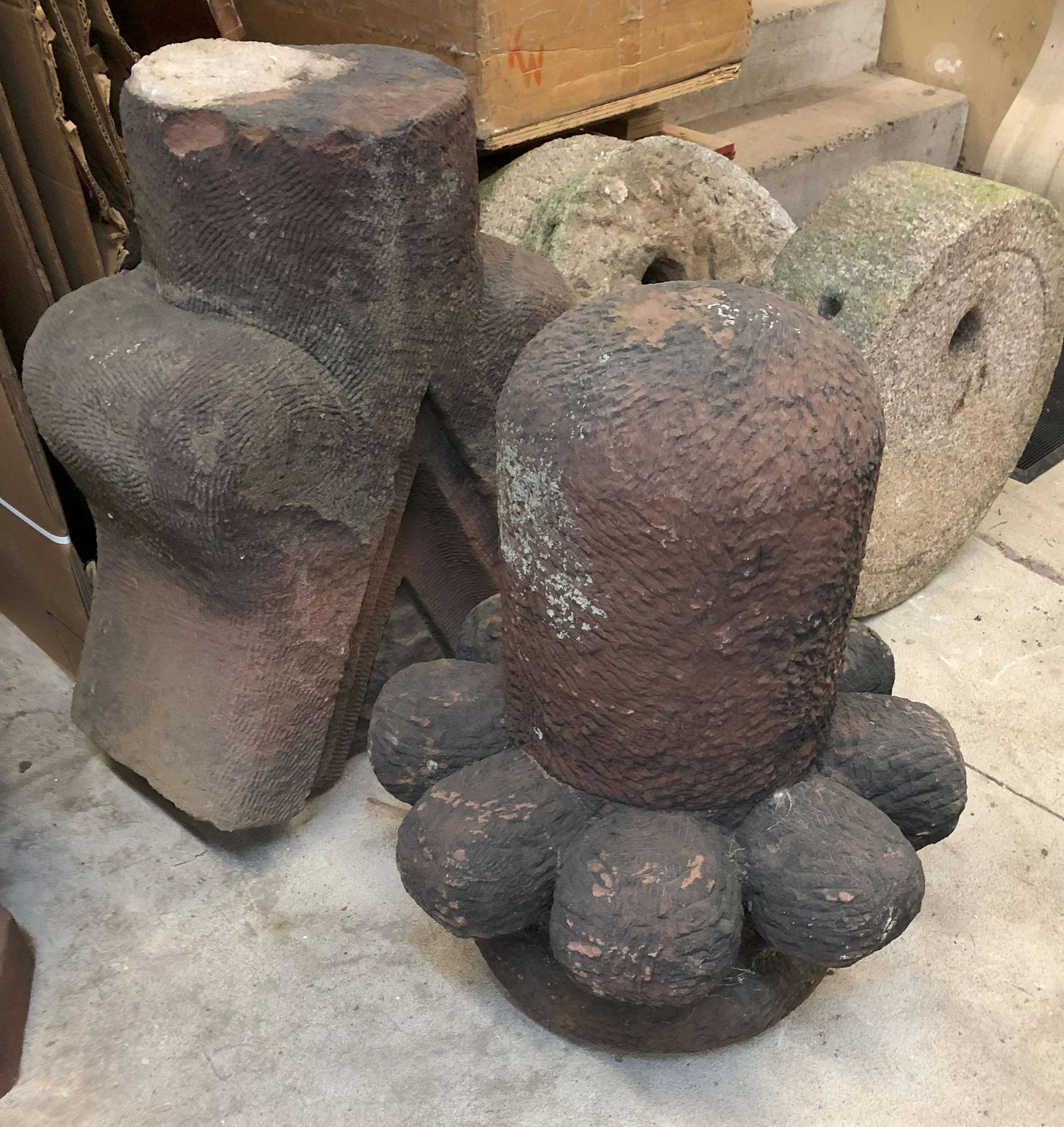 Gothic Style Carved Brownstone Peak and Finial: Gothic Style Carved Brownstone Peak and Finial. In 2 parts. Size: 57" overall height.