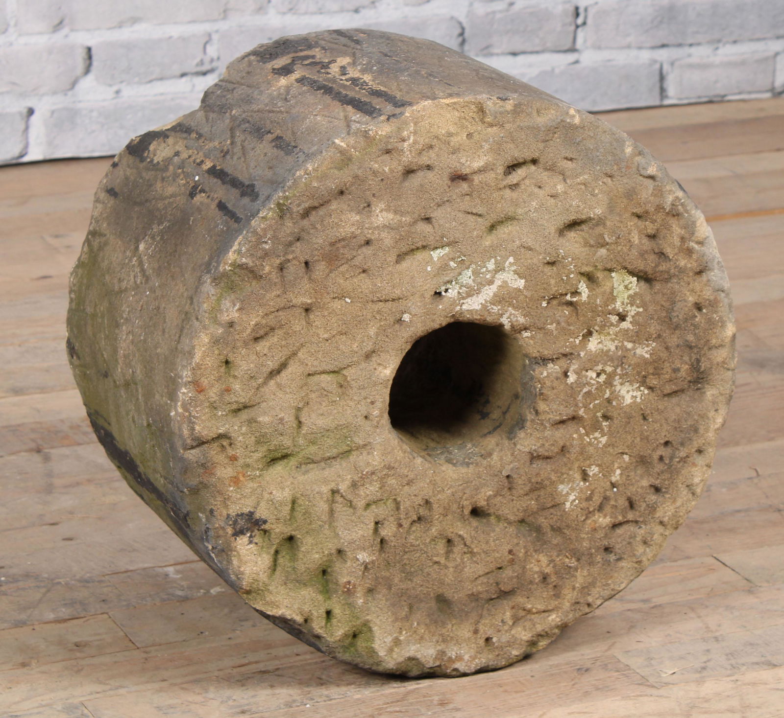 Antique Carved Stone Millstone- 16.5" (1 of 4)