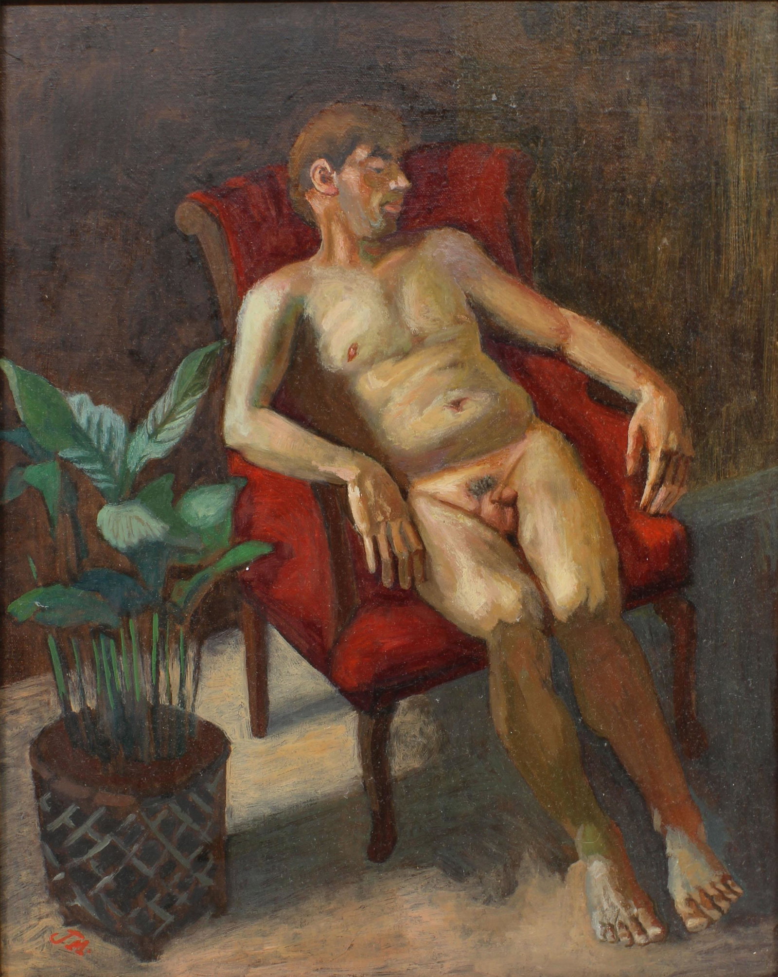 Pride Painting, Nude Male in Repose: Pride Painting, Nude Male in Repose. Size: 22.5"T x 18.5"W