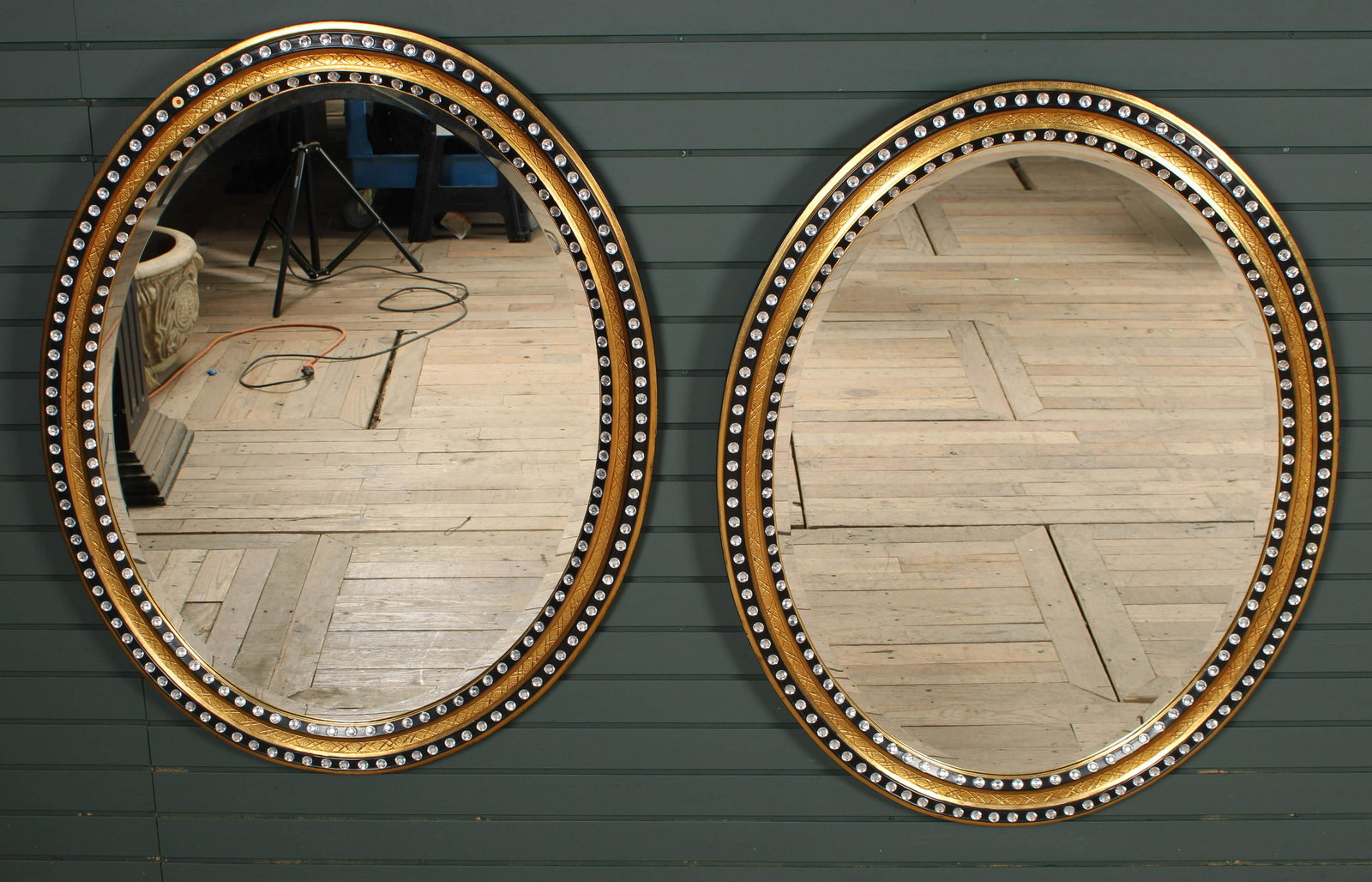 Pair Regency Style Mirrors, Jeweled Frames (1 of 5)