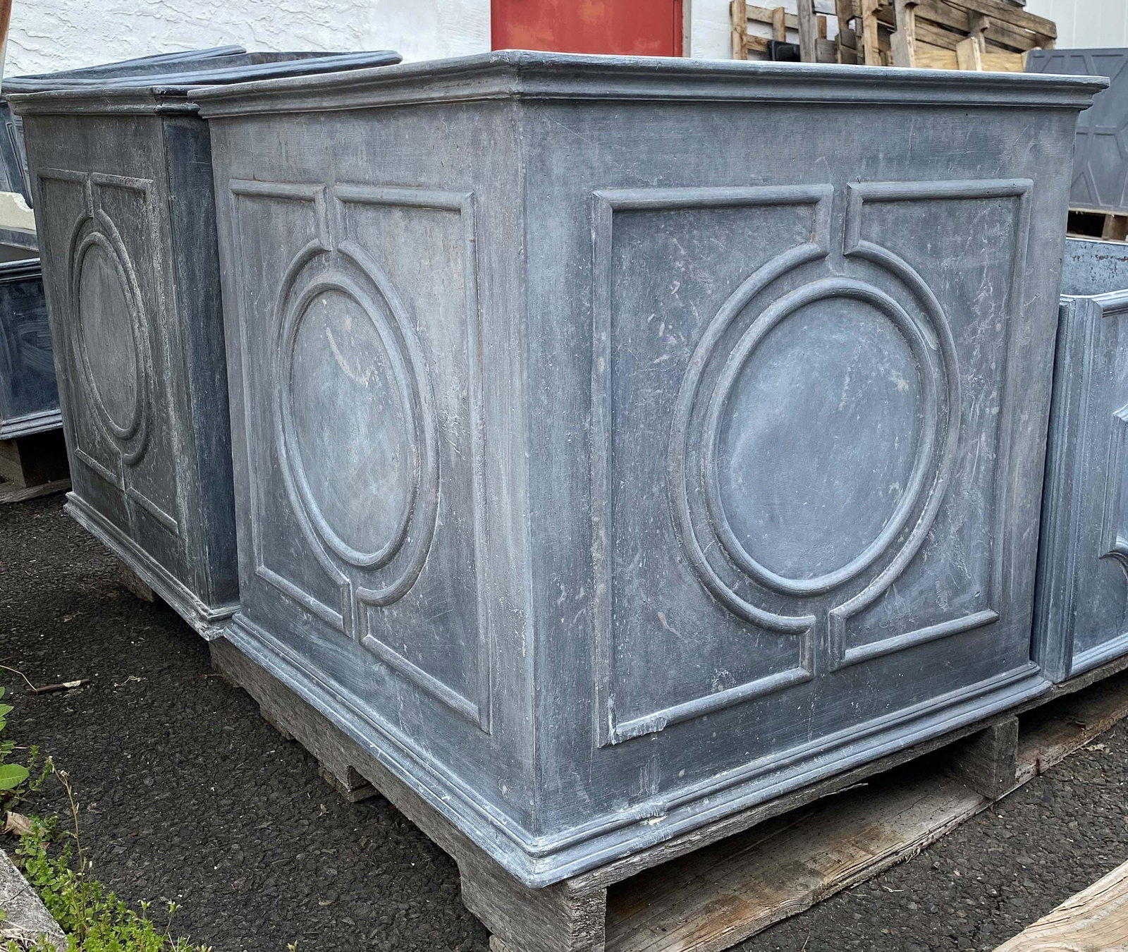 Pair English Lead Regency Style Terrace Planters (1 of 7)