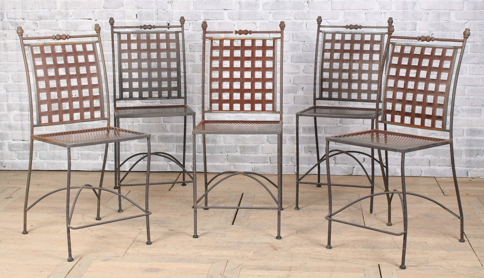 5 Wrought and Cast Iron Counter Height Stools (1 of 6)