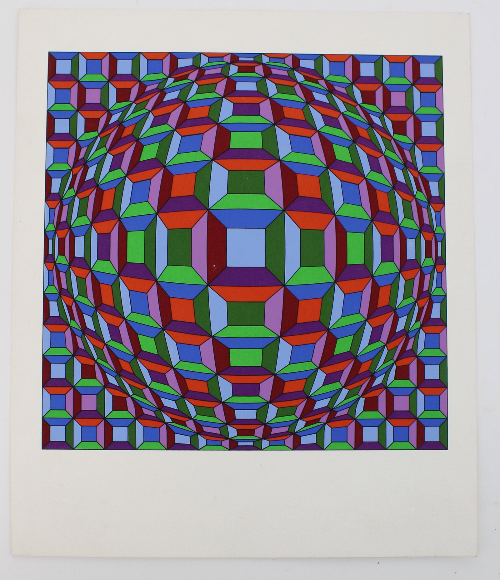 Vasarely ,Artist Proof, Rainbow, Stamped Specimen: Vasarely ,Artist Proof, Rainbow, Stamped Specimen. Size: 14"T x 11.75"W