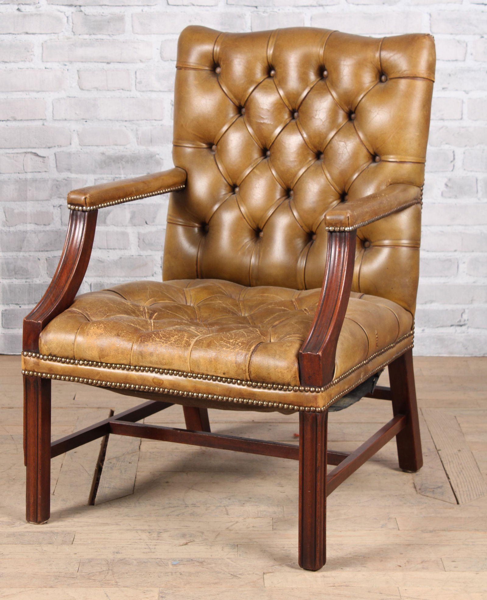 English Leather Library Chair (1 of 5)