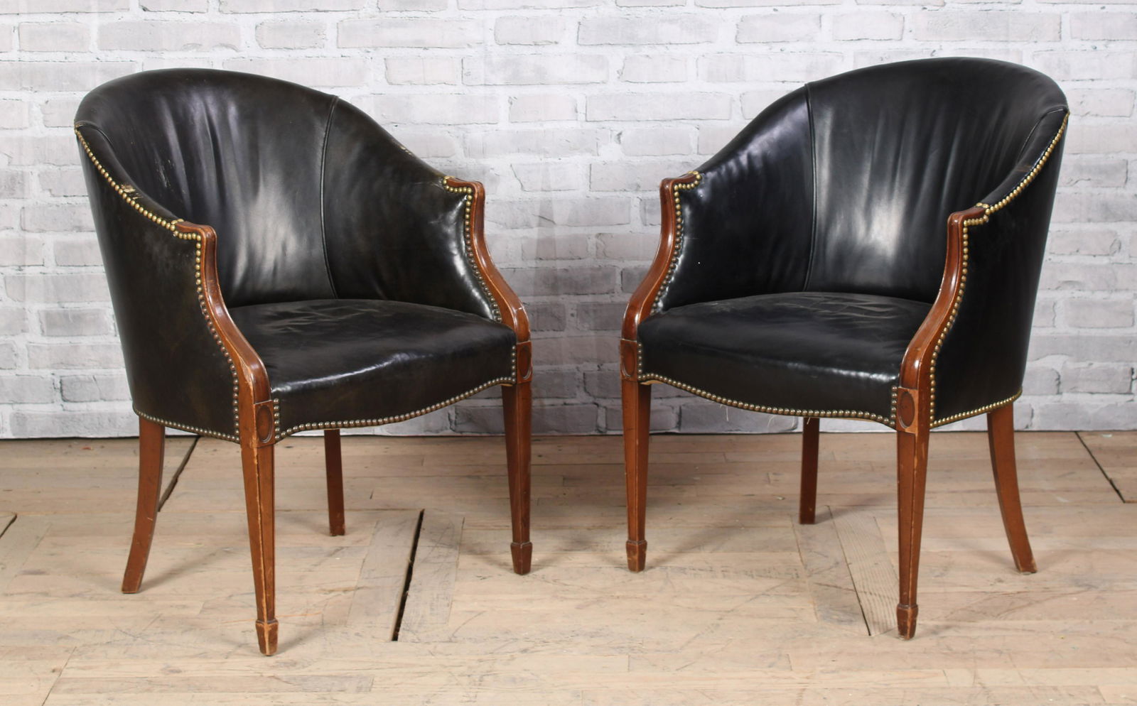 Pair of Kittinger Leather Barrel Back Chairs (1 of 6)