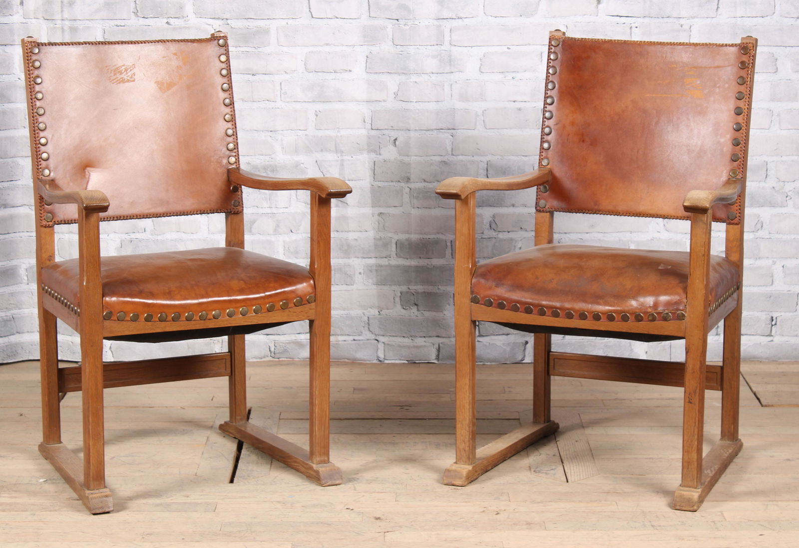 Pair of French Leather Armchairs (1 of 7)