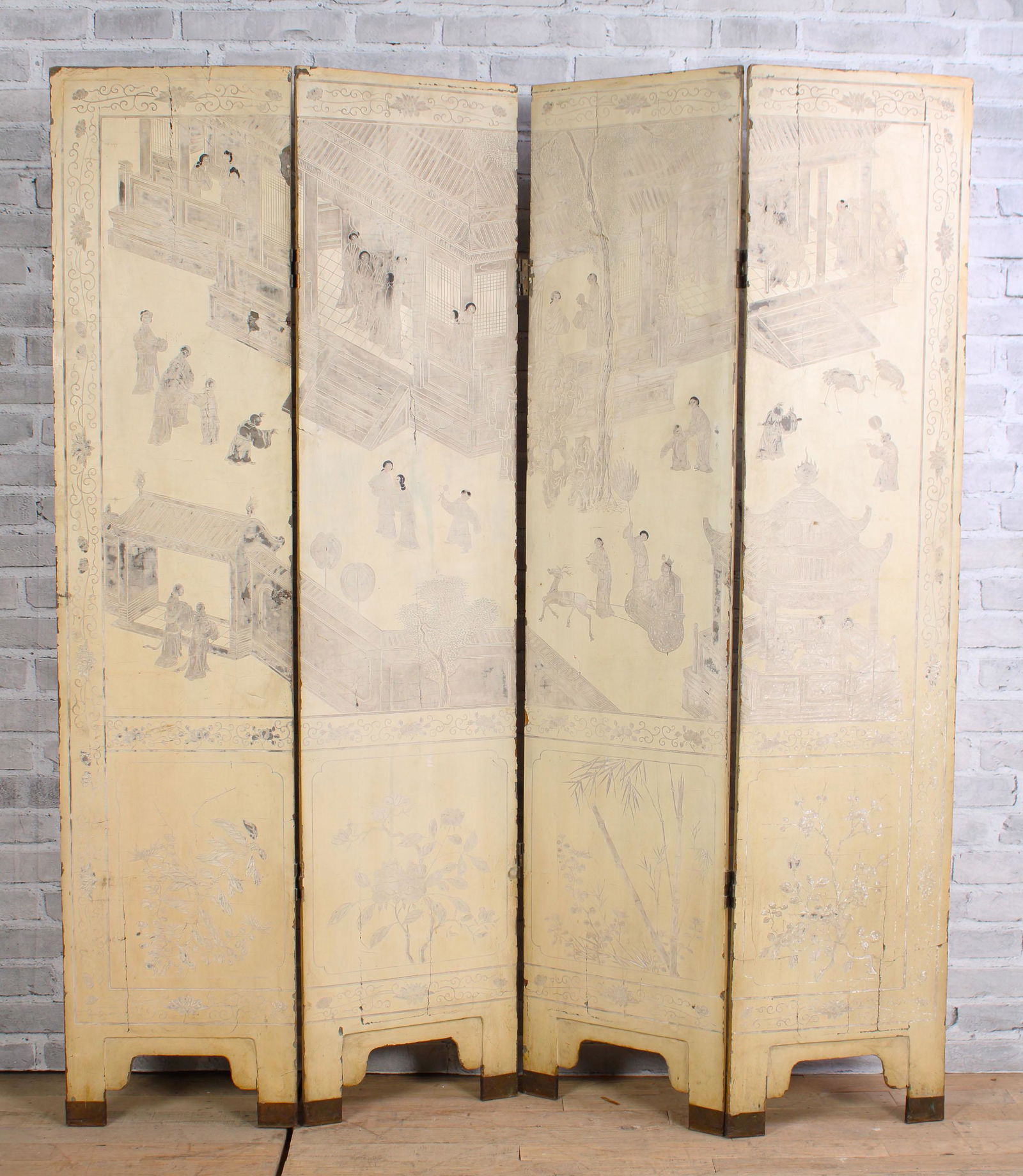 4 Panel Asian Folding Lacquer Screen (1 of 17)