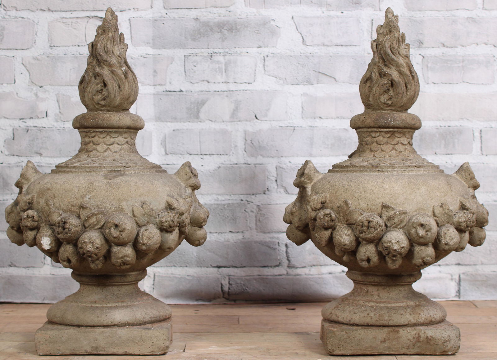 Pair Cast Stone Urn Form Pilasters (1 of 10)