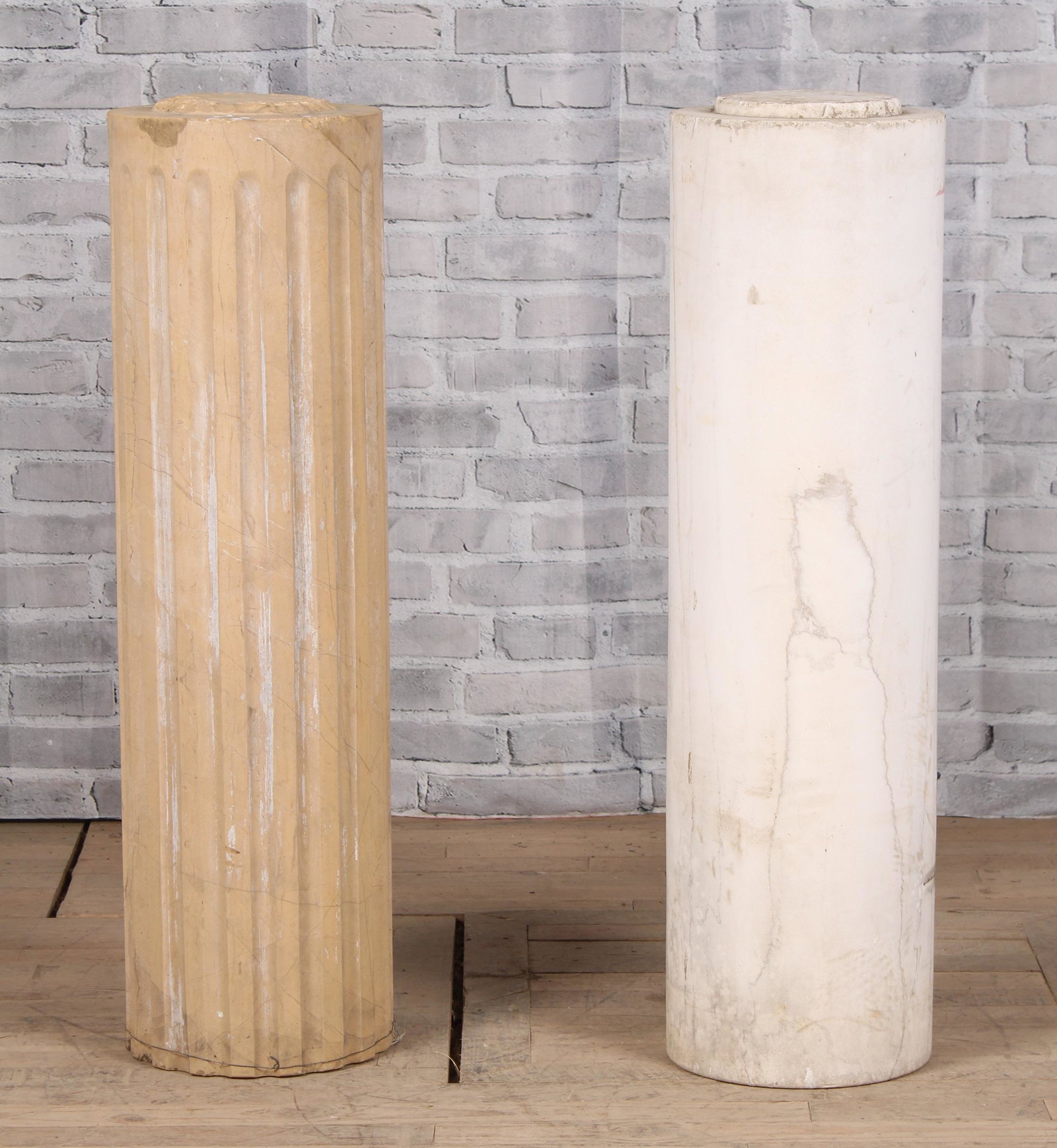 Group of 2 Columns: Group of 2 Columns. Measured: H 41" x Dia. 11"