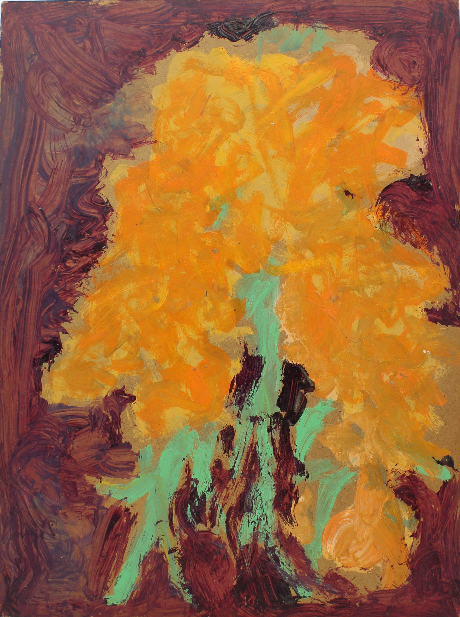 Justin McCarthy (20th C, Pennsylvania) Flora: Justin McCarthy (20th C, Pennsylvania) Composition, Flora. Oil on masonite. A once prolific Outsider Artist, Justin McCarthy's work is widely recognized and appreciated.Provenance: From the collection