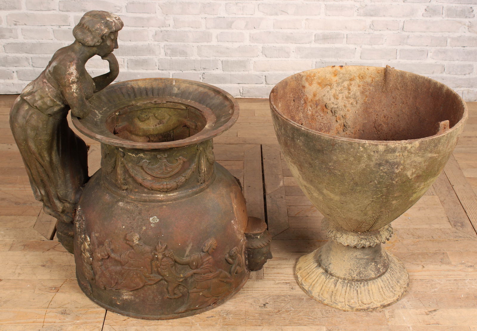 Cast Iron Garden Urn, In Ruins (1 of 11)