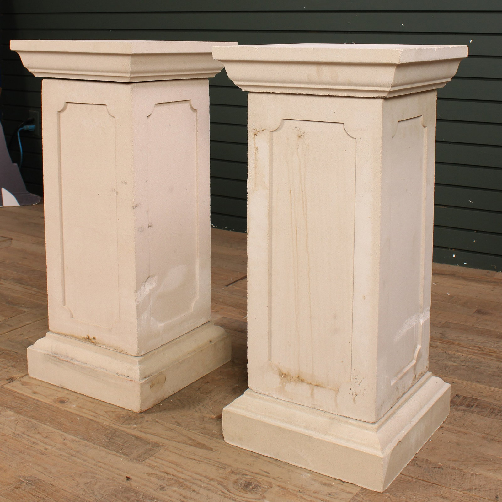 Classical Pair Of Cast Limestone Pedestals (1 of 10)