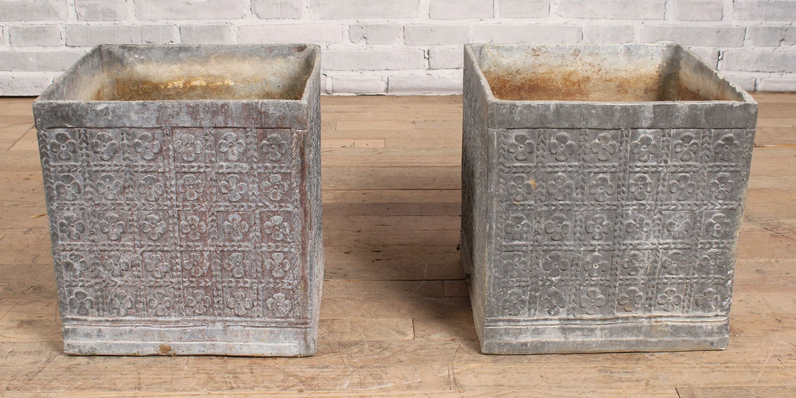 Pair English Lead Garden Terrace Planters (1 of 6)
