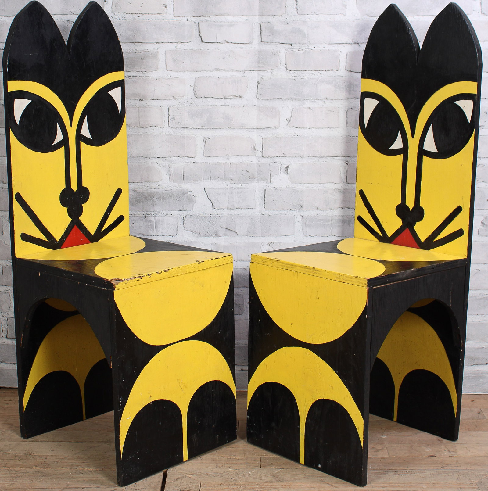 Pair of Painted Pop Art Cat Chairs (1 of 9)