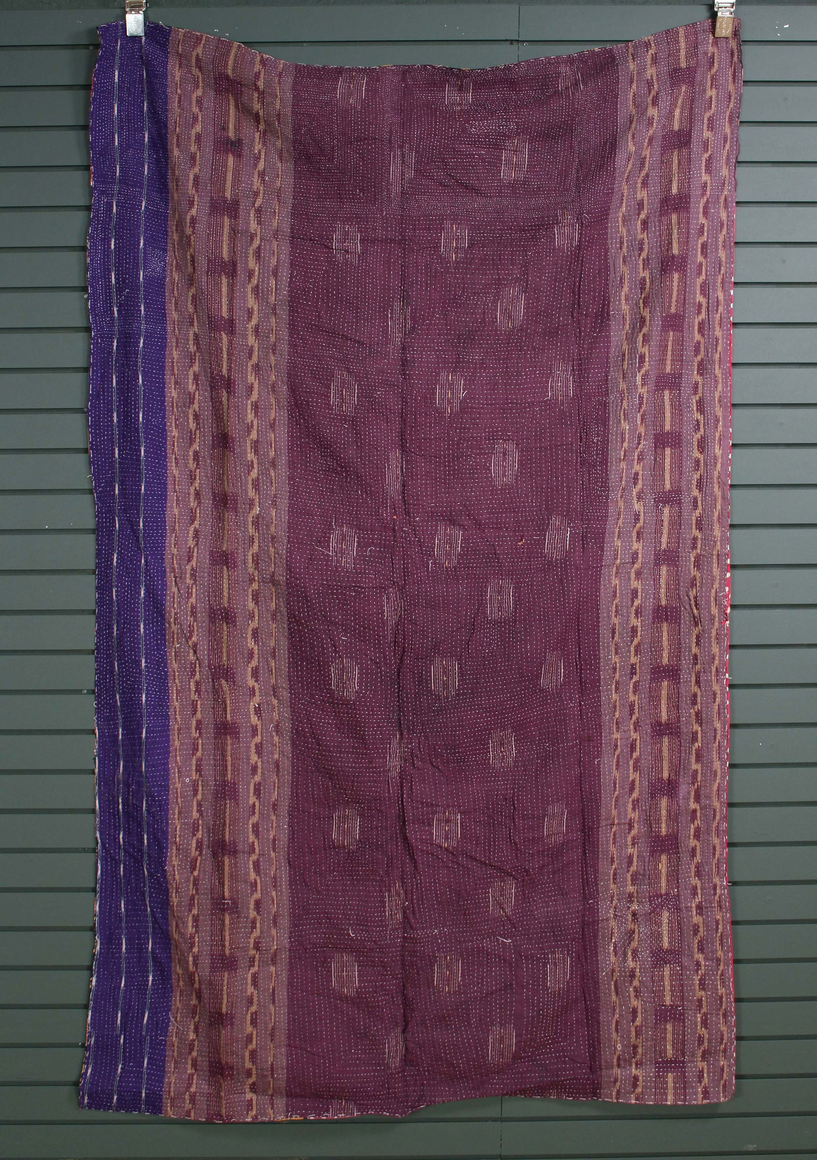 Rajasthani Kantha Quilt, Throw, Blanket Purple (1 of 2)