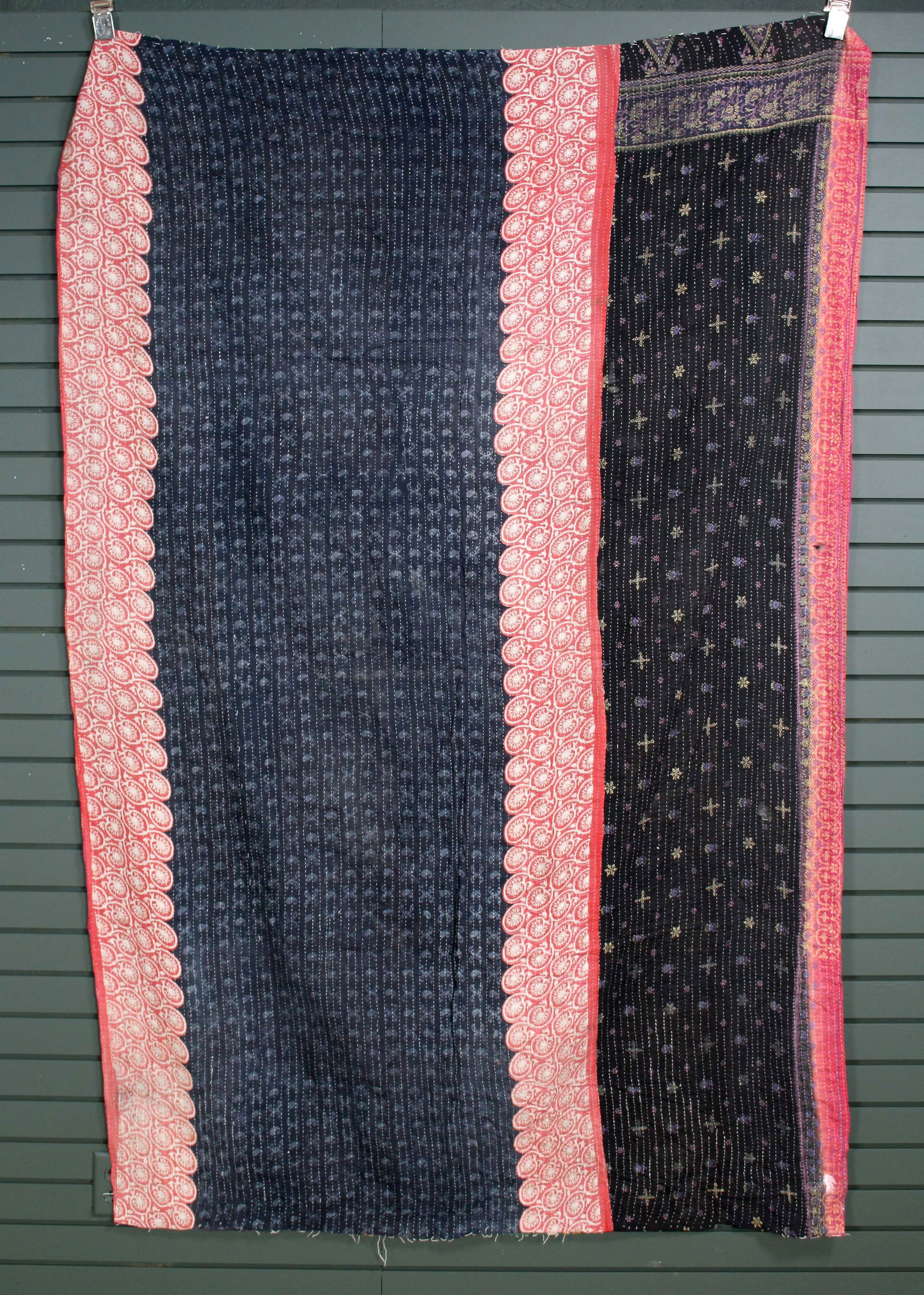 Rajasthani Kantha Quilt, Throw, Blanket Black/Pink (1 of 2)