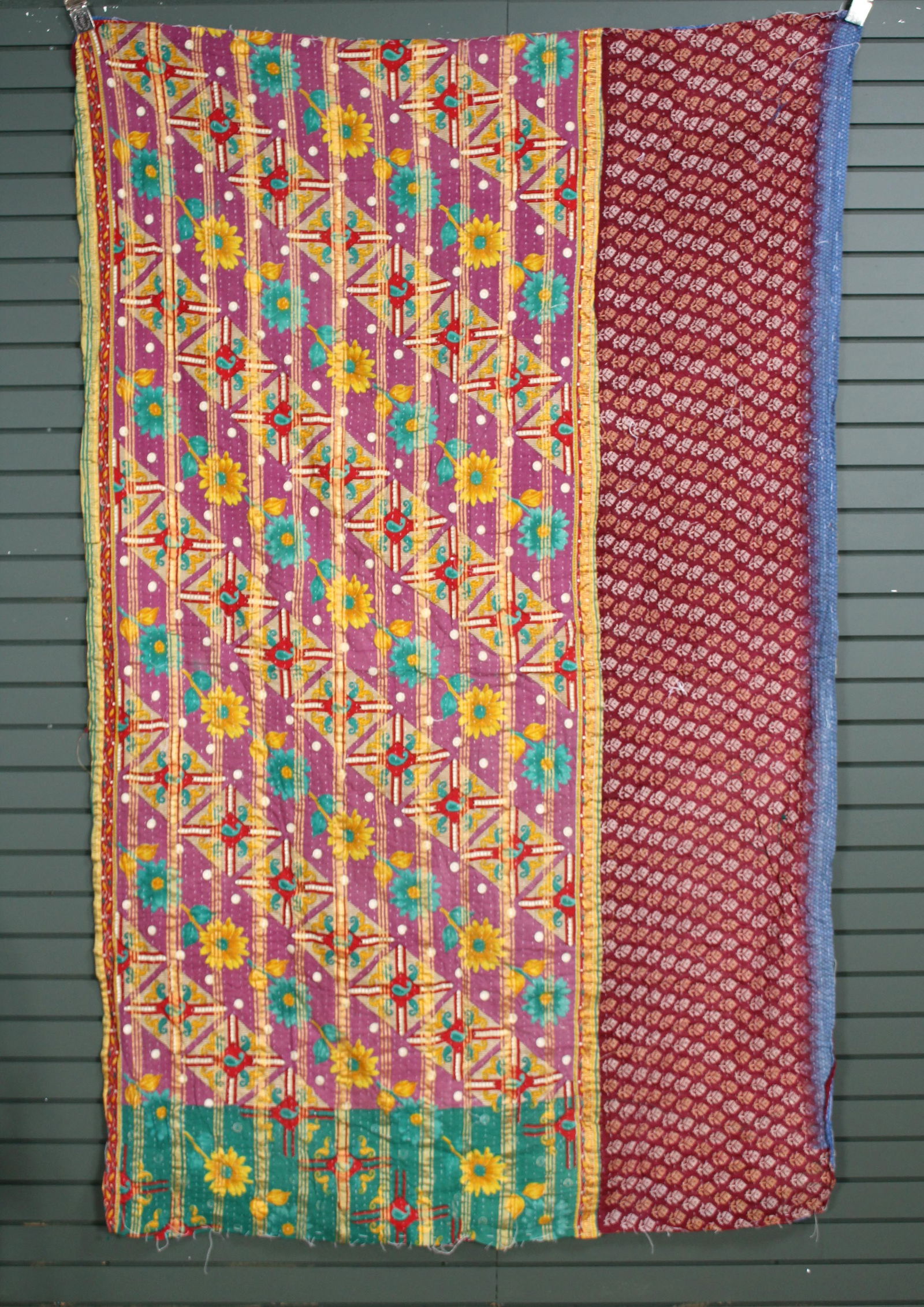 Rajasthani Kantha Quilt, Throw, Blanket Red/Yellow (1 of 2)
