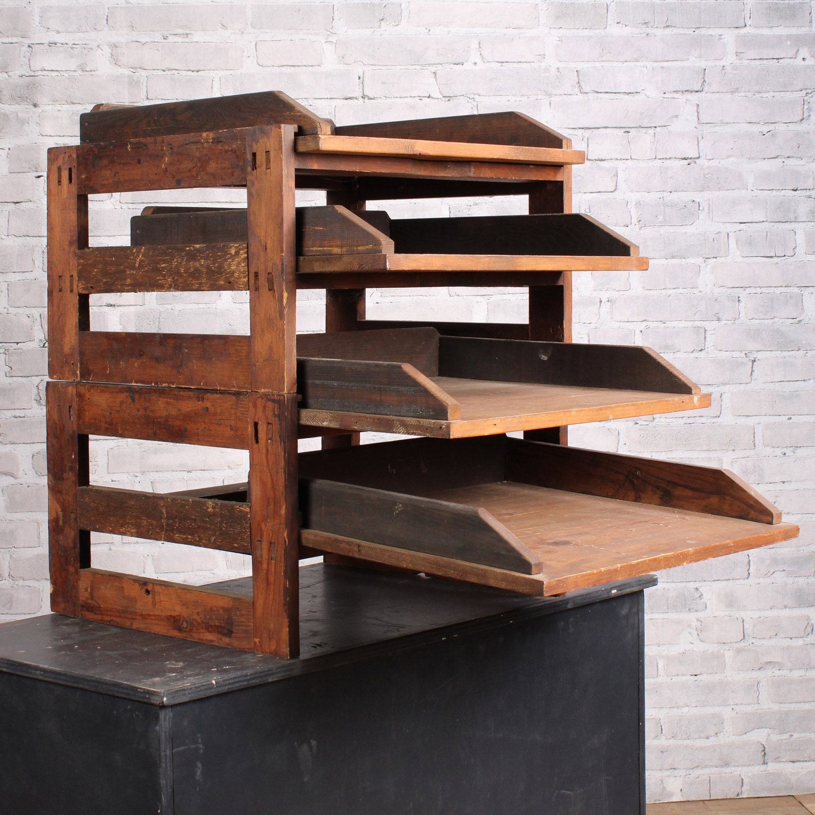 Industrial Style Sliding Tray Racks, Wood: Industrial Style Sliding Tray Racks, Wood. Size: 28.5"T x 22.5"L x 20.5"D