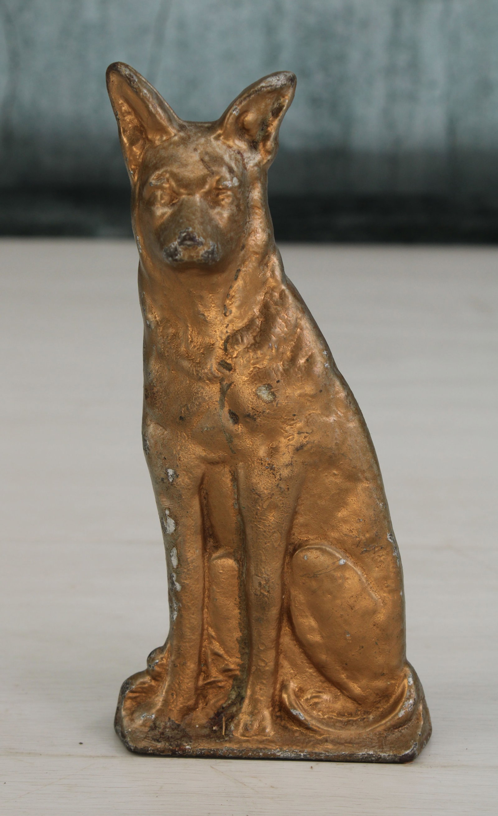 Cast Iron German Shepherd Door Wedge: Cast Iron German Shepherd Door Wedge. Height: 6.5" Provenance: Single owner collection, suburban Philadelphia estate. Shipping Note: For your convenience, we have arranged with Craig Vogin at The Phil