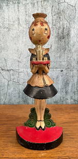 Art Deco French Maid Doorstop Fish #263: The Parlor Maid, by Hubley and designed by A. Fish, #268, signed on front, single piece cast. Provenance: Single owner collection, suburban Philadelphia estate. Size: 9"T Shipping Note: For