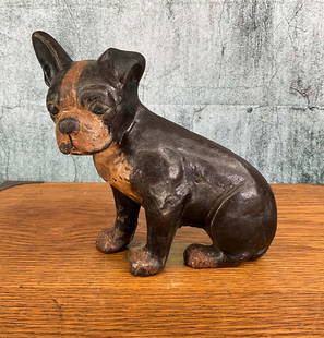 Antique Boston Terrier Doorstop Wedge, Spenser: Antique Boston Terrier Doorstop Wedge, Spenser. Height: 7.75" Provenance: Single owner collection, suburban Philadelphia estate. Shipping Note: For your convenience, we have arranged with Craig Vogin