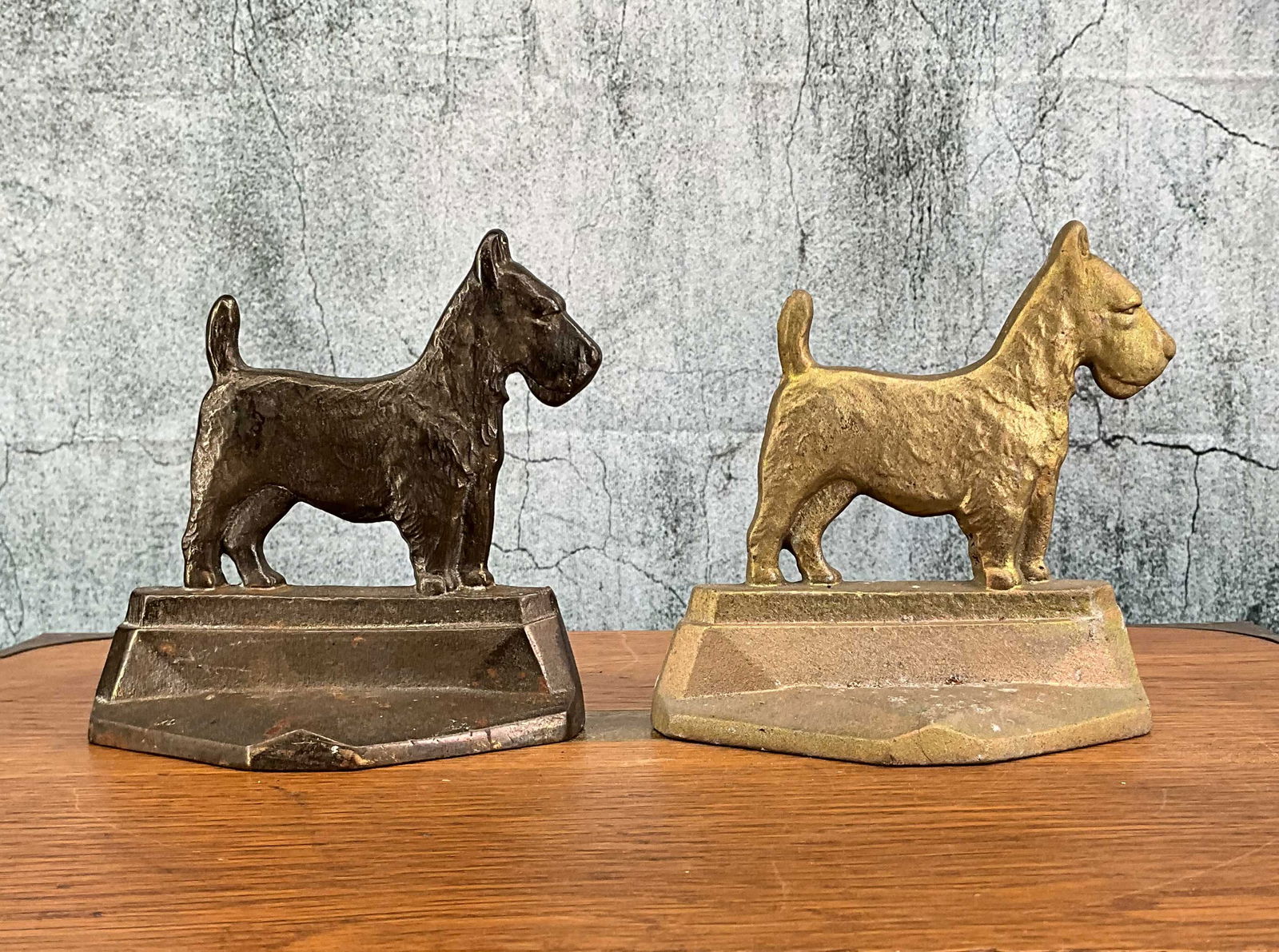 Near Pair Brass Scotty Dog Bookends (1 of 8)