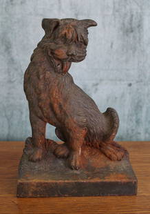 Bradley Hubbard Cairn Terrier Doorstop: Bradley Hubbard Cairn Terrier Doorstop. Height: 9" Provenance: Single owner collection, suburban Philadelphia estate. Shipping Note: For your convenience, we have arranged with Craig Vogin at The Phil