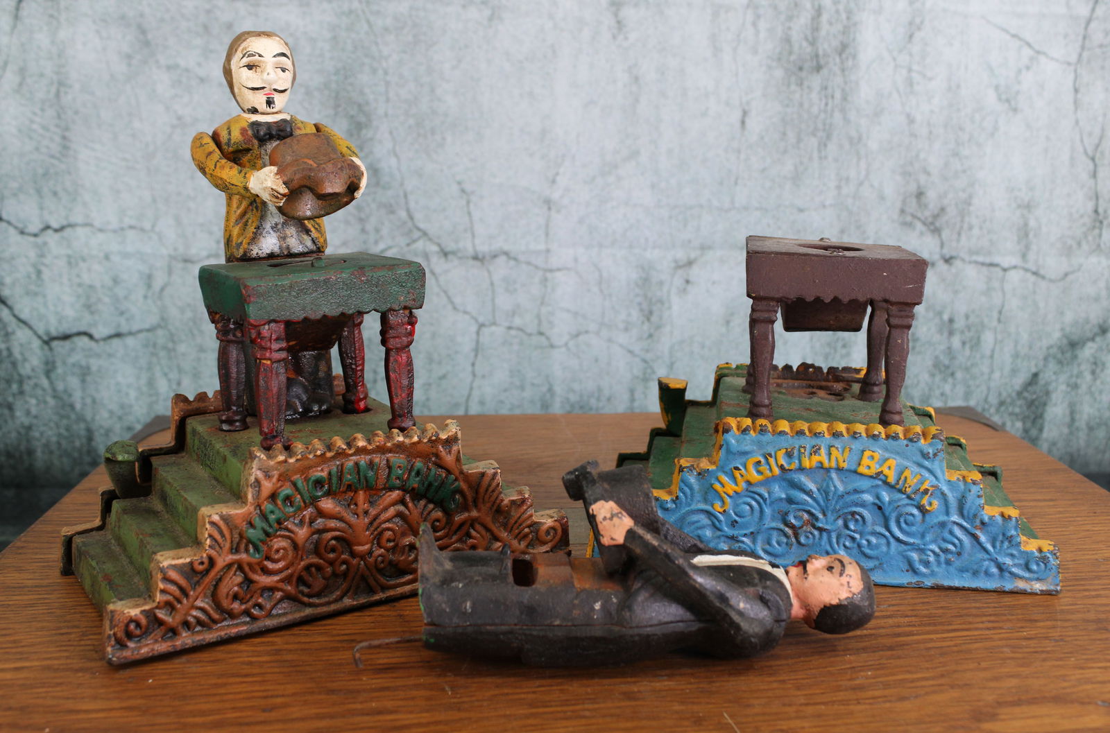 Group of 2 Magician Mechanical Banks for Parts (1 of 3)
