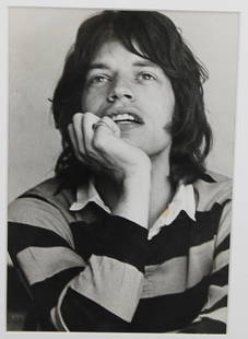 Mick Jagger by Ethan Russell 1967: Mick Jagger By Ethan Russell for Camera Press, London, UK. Publicity photo for Satanic Majesties LP, 1967 Snipe and stamped on verso. Original vintage silver gelatin print. Size: 9.5"H x 6.5'W 