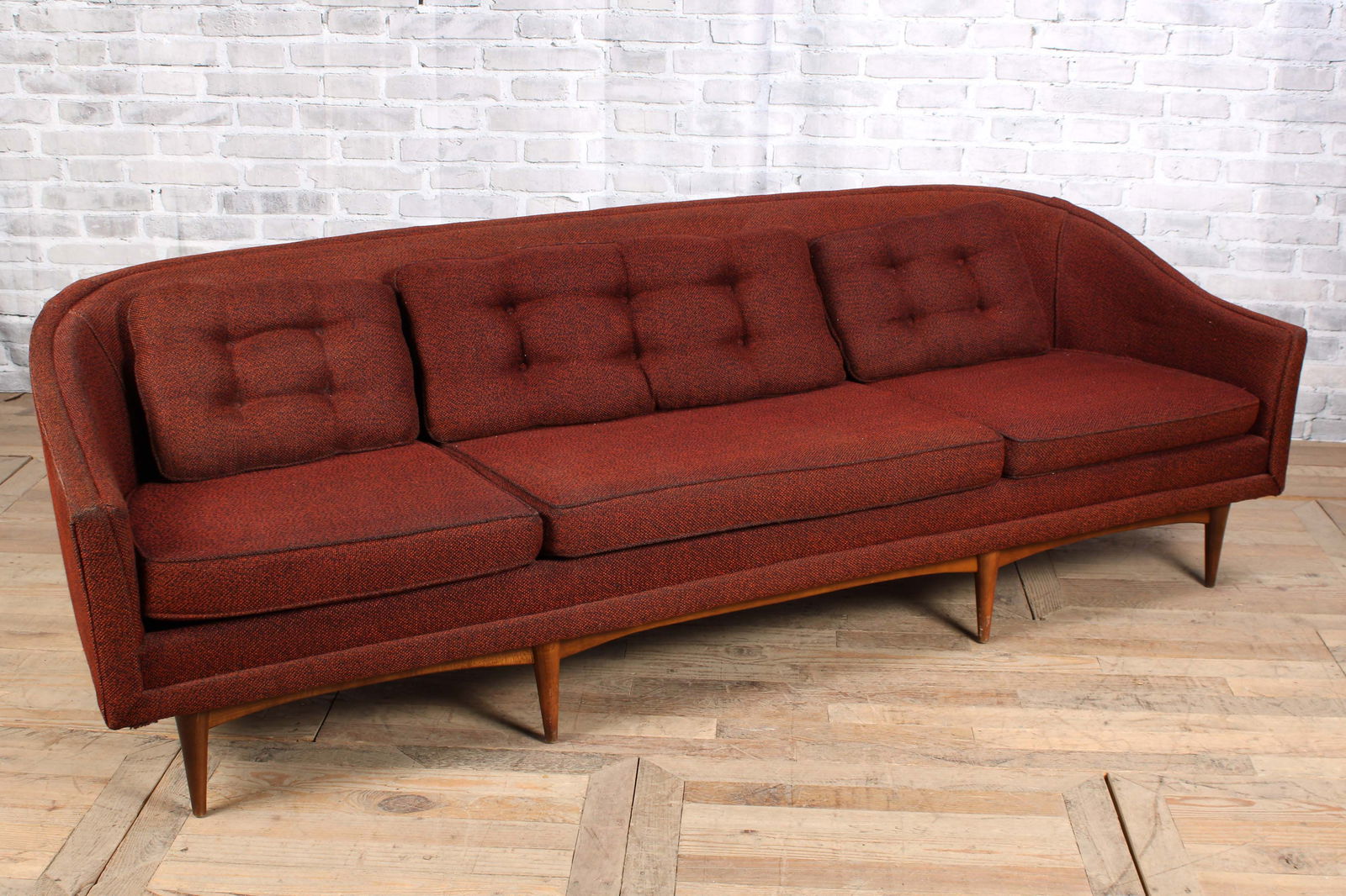 Mid Century Modern Tufted Tweed Couch (1 of 6)