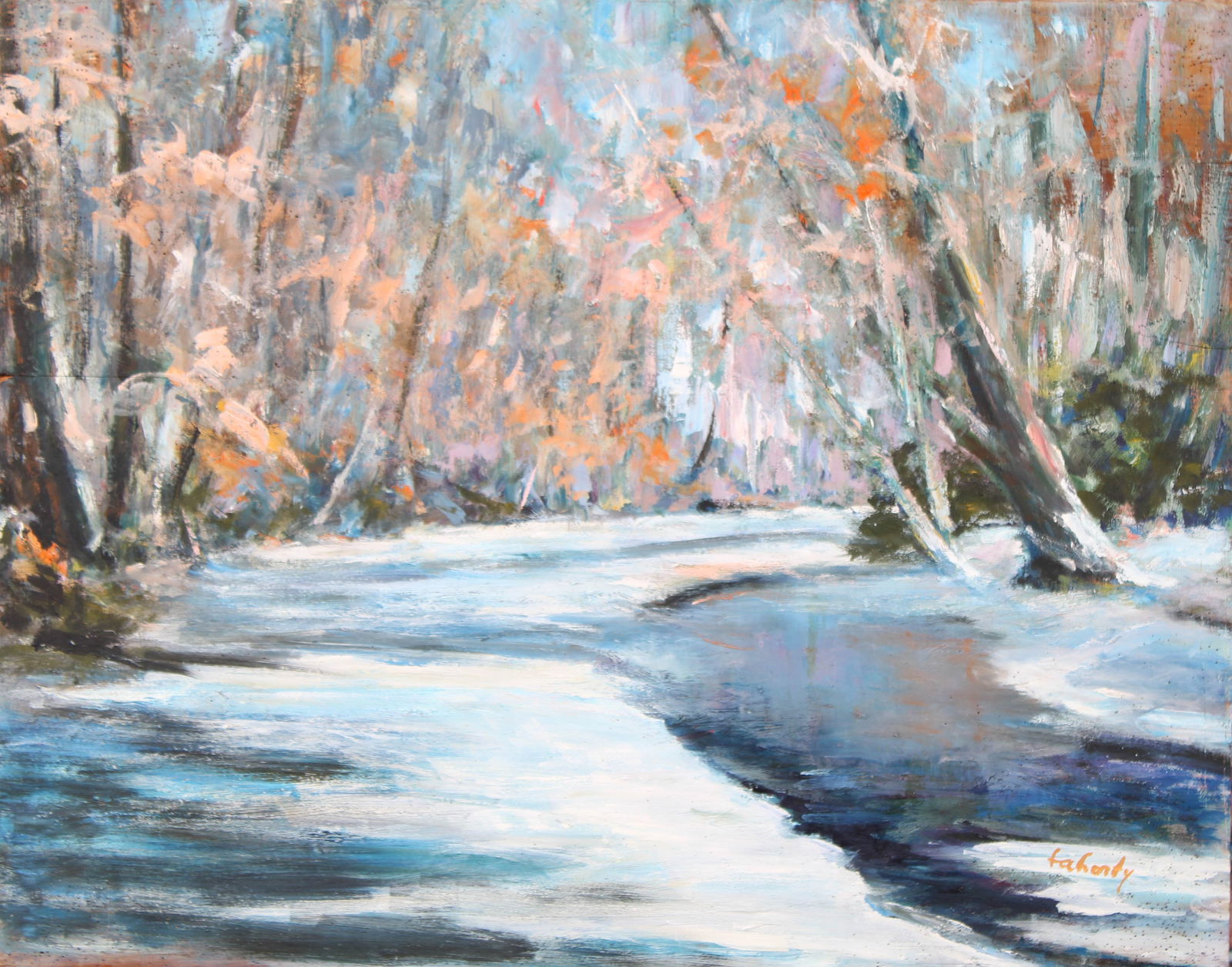 Impressionist Creekside Landscape, Crate Lid (1 of 5)