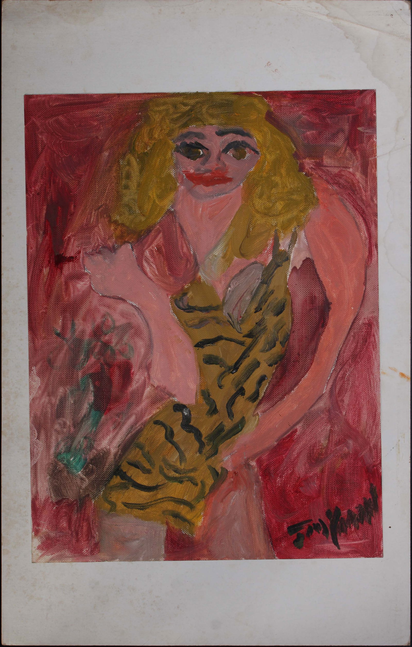 Justin McCarthy (20th C, Pennsylvania) Beauty: Justin McCarthy (20th C, Pennsylvania) Portrait. A once prolific Outsider Artist, Justin McCarthy's work is widely recognized and appreciated by collectors of Naive, Art Brut and Outsider Art. Provena