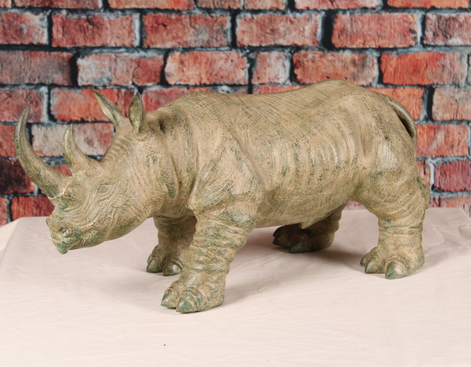 Figural Bronze Rhino: Figural Bronze Rhino. Size: H 14" x W 12" x D 28.5"