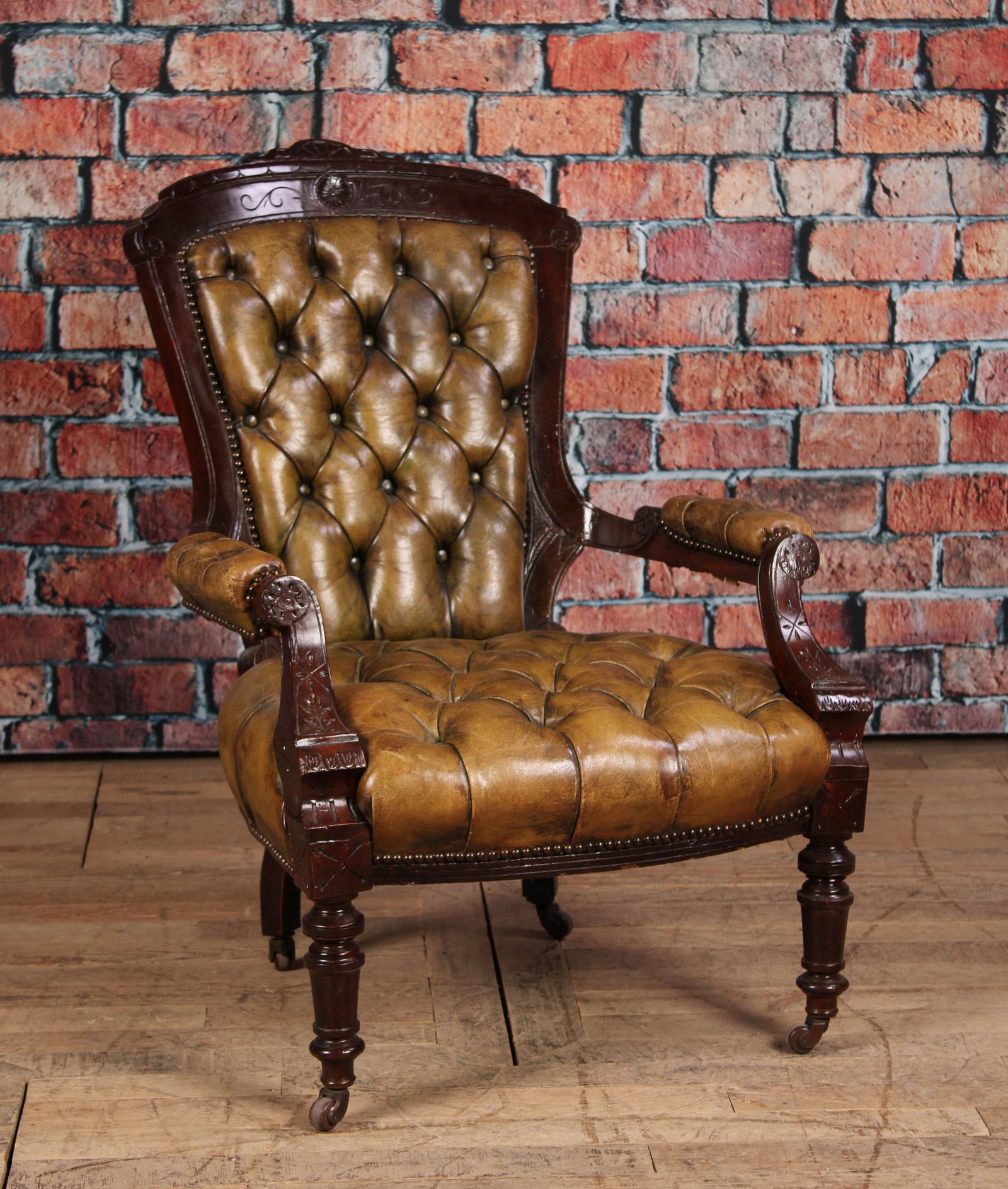 Jeliff Style Tufted Leather Library Chair (1 of 8)